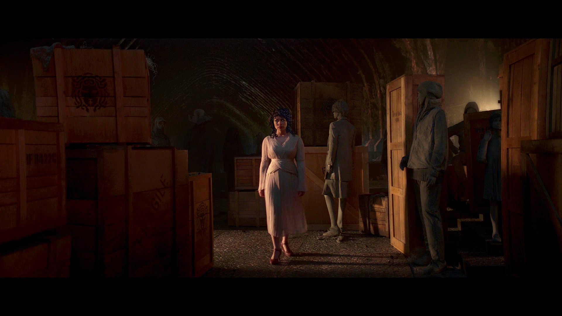 Medusa (Jessica Parker Kennedy) is on the hunt in Percy Jackson and The Olympians Season 1 Episode 3 "We Visit the Garden Gnome Emporium" (2023), Disney Plus