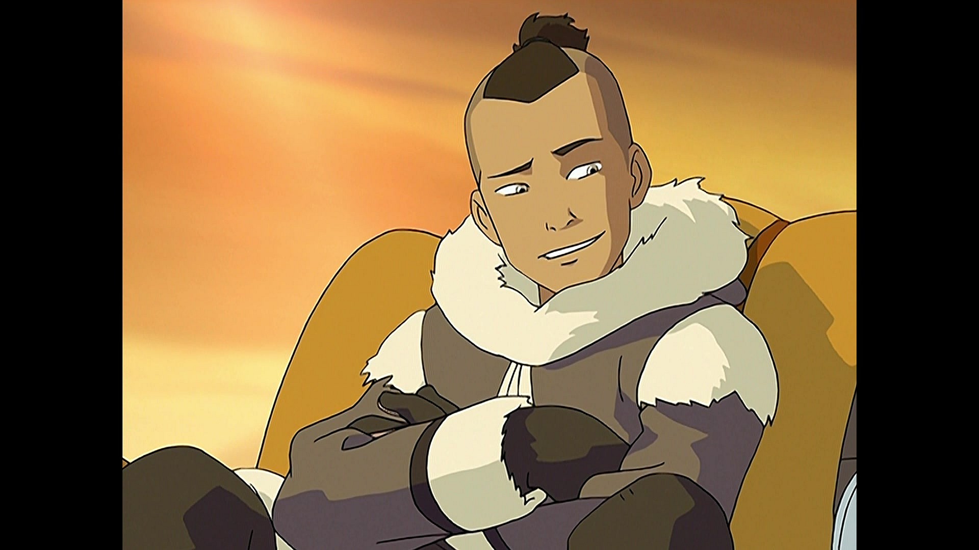 Sokka (Jack DeSena) steels himself to help Aang (Zach Tyler Eisen) fulfill his destiny in Avatar: The Last Airbender Season 1 Episode 2 "The Avatar Returns" (2005), Nickelodeon