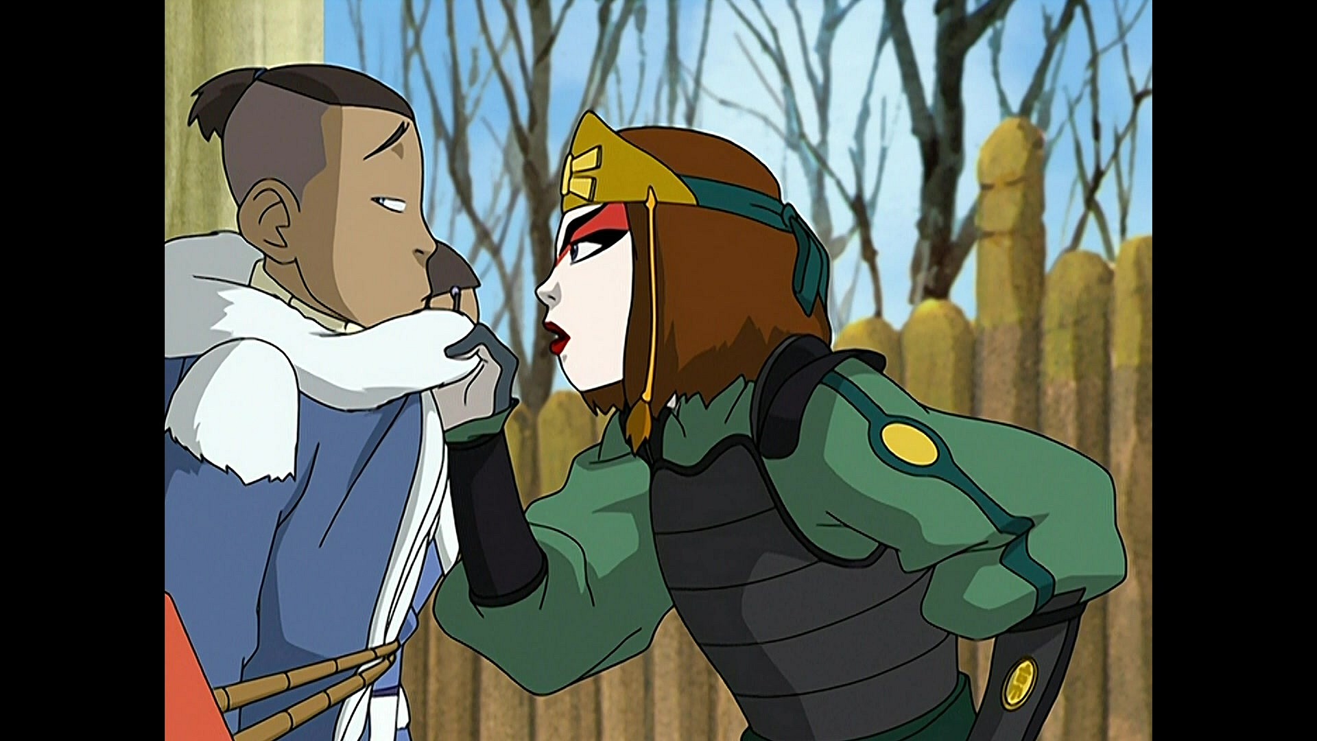 Suki (Jennie Kwan) has had enough of Sokka's (Jack DeSena) anti-girl remarks in Avatar: The Last Airbender Season 1 Episode 4 "The Warriors of Kyoshi" (2005), Nickelodeon
