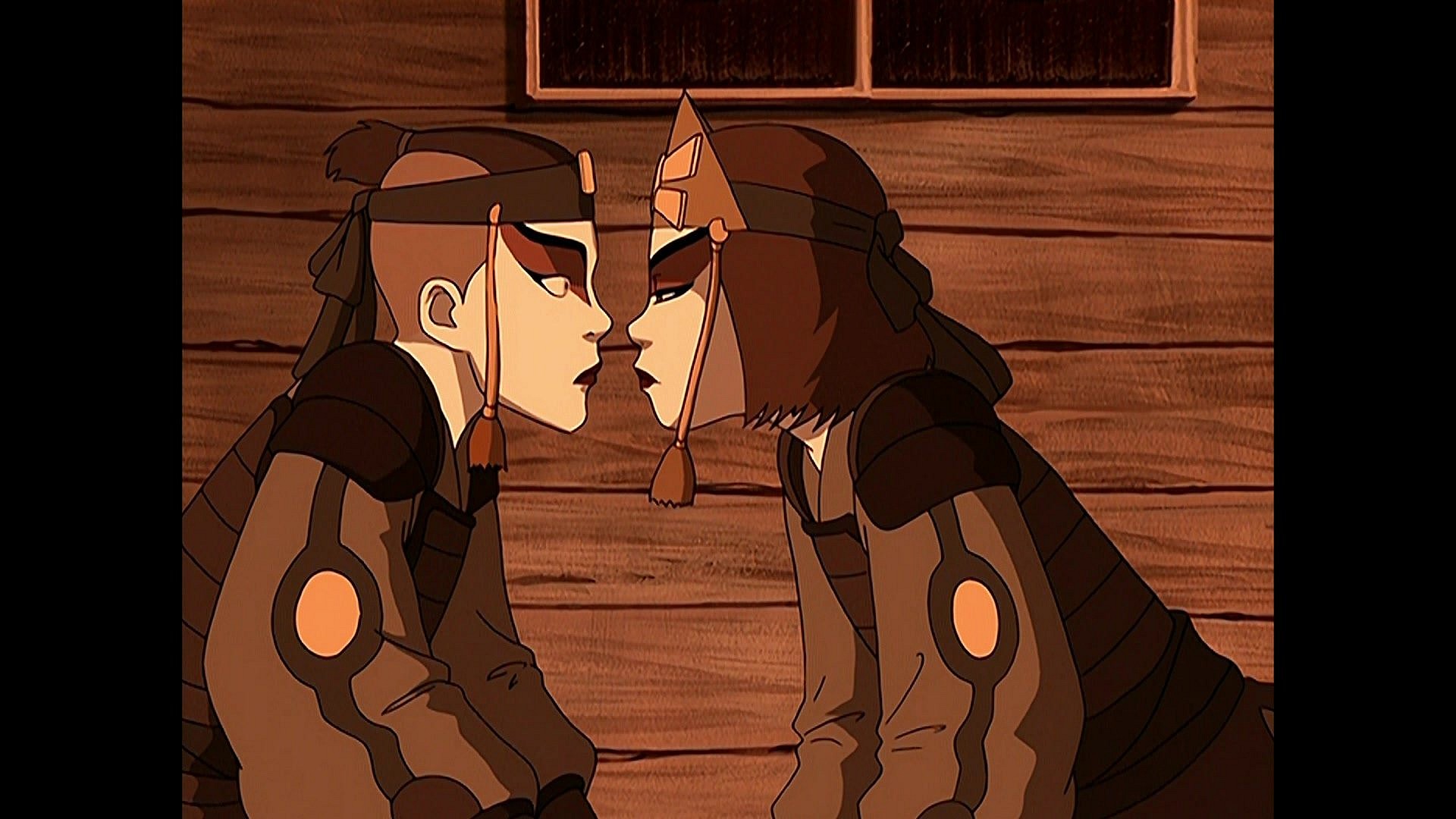 Suki (Jennie Kwan) admits to Sokka (Jack DeSena) "I am a warrior, but I am a girl too" in Avatar: The Last Airbender Season 1 Episode 4 "The Warriors of Kyoshi" (2005), Nickelodeon