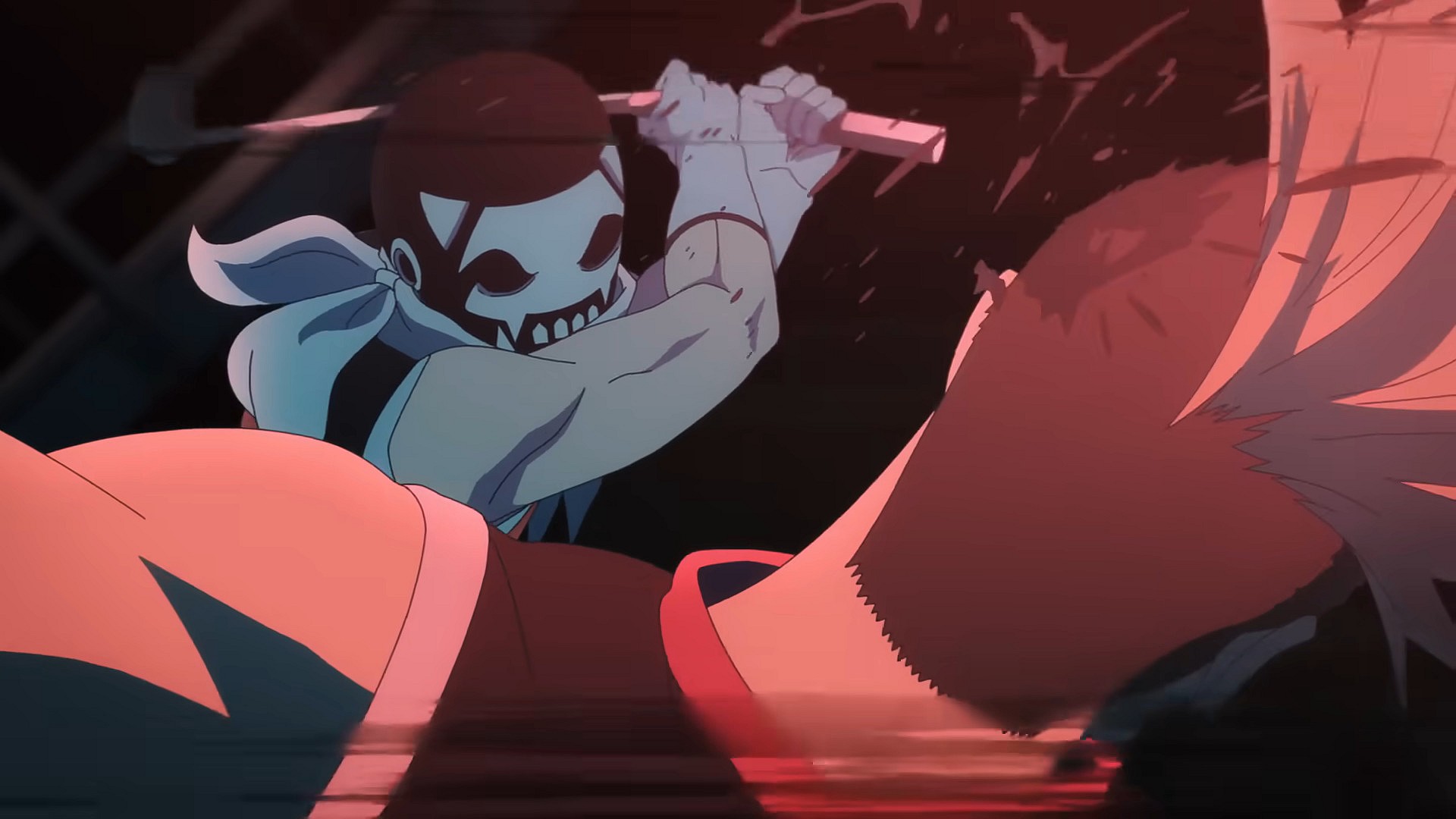 Footsoldier D (Yusuke Kobayashi) bashes in Shun Tokita's (Hiroyuki Yoshina) head in Ranger Reject (2024), Yostar Pictures