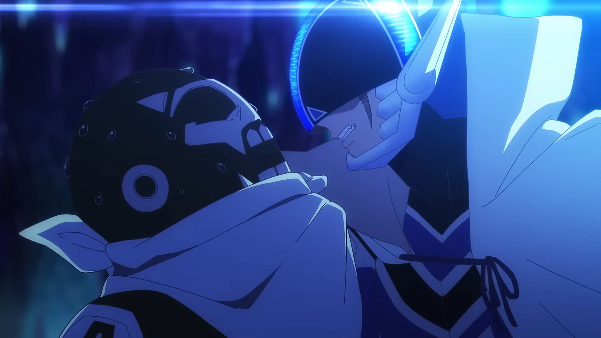 Blue Keeper (Go Inoue) has Footsoldier D (Yusuke Kobayashi) at his mercy in Ranger Reject (2024), Yostar Pictures