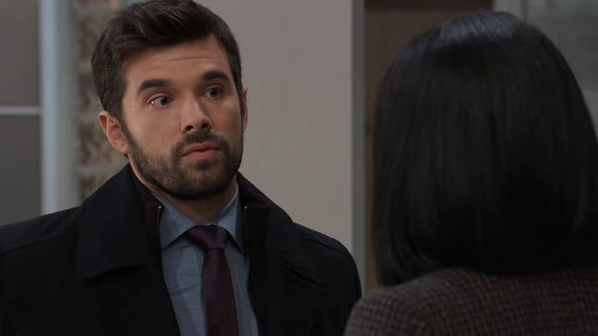 Det. Chase (Josh Swickard) has some questions for Jordan (Jordan Ashford) in General Hospital, January 26th, 2024 (2024), ABC