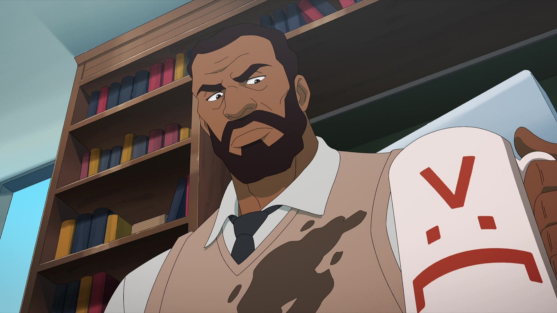 Perry White's (Darrell Brown) morning is off to a rough start in My Adventures with Superman Episode 1 "Adventures of a Normal Man Pt. 1" (2023), Cartoon Network 