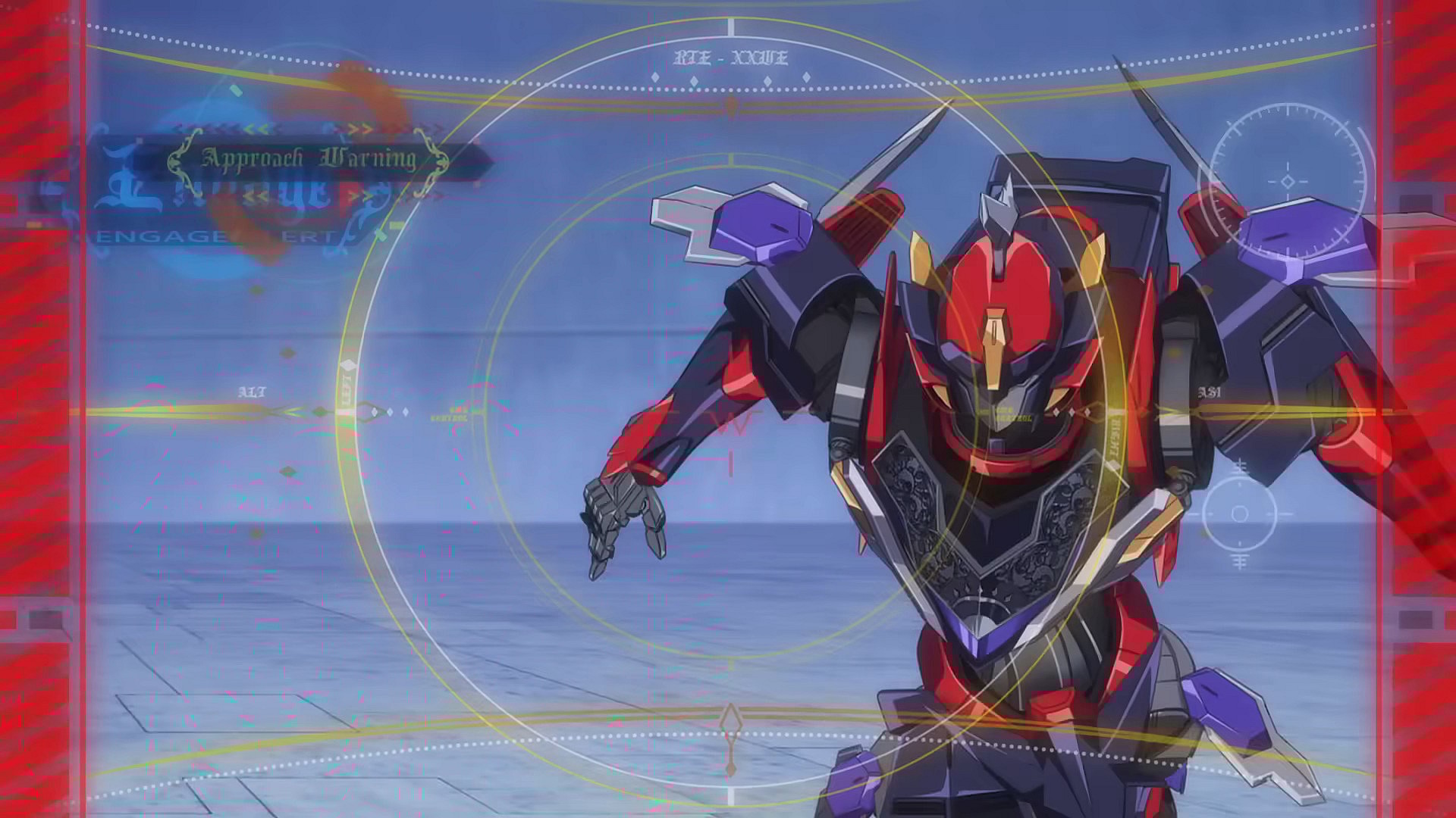 The Knightmare Frame Zi-Apollo comes in for the attack in Code Geass: Rozé of the Recapture (2024)