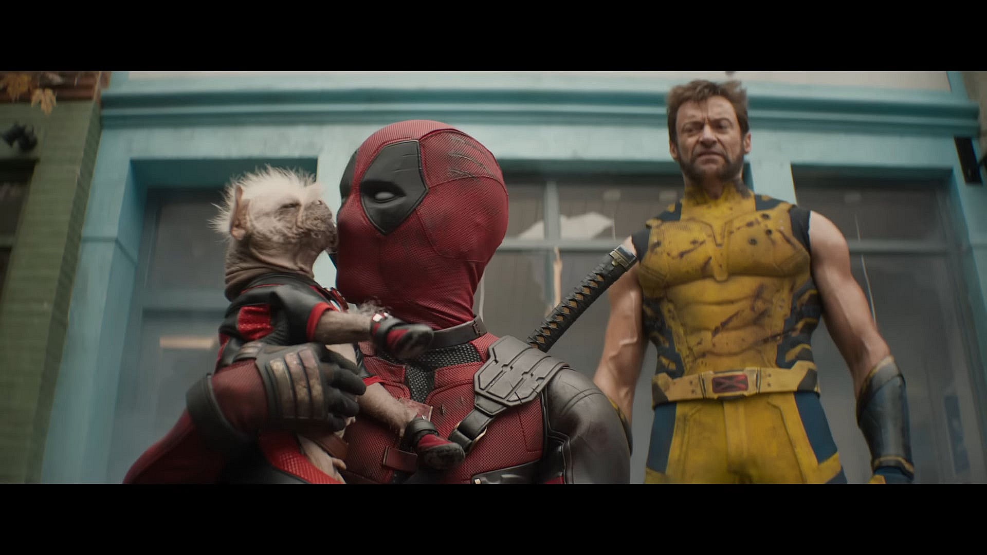 Deadpool (Ryan Reynolds) shows his appreciation to Dogpool in Deadpool & Wolverine (2024), Marvel Entertainment