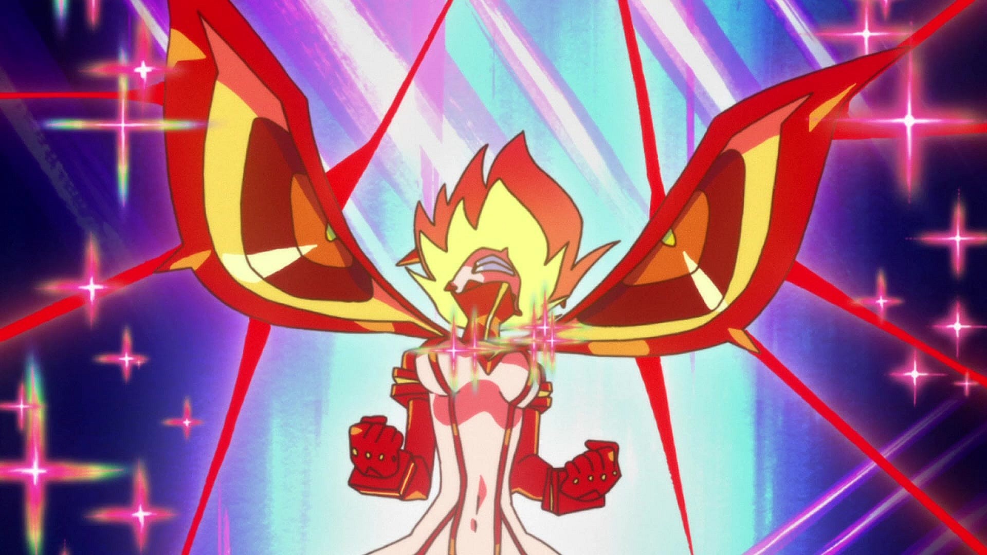 Ryuko (Ami Koshimizu) unlocks her Senketsu-Kisaragi form in Kill la Kill Episode 24 "Past the Infinite Darkness" (2013), Studio Trigger