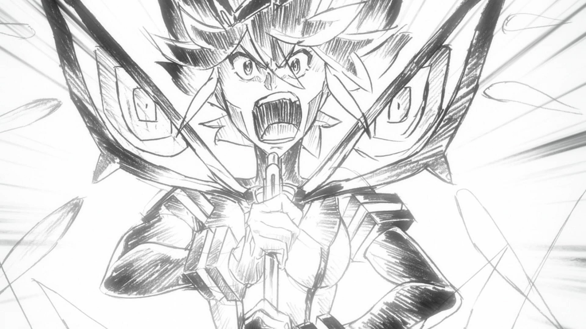 Ryuko (Ami Koshimizu) unleashes her rage in Kill la Kill Episode 24 "Past the Infinite Darkness" (2013), Studio Trigger