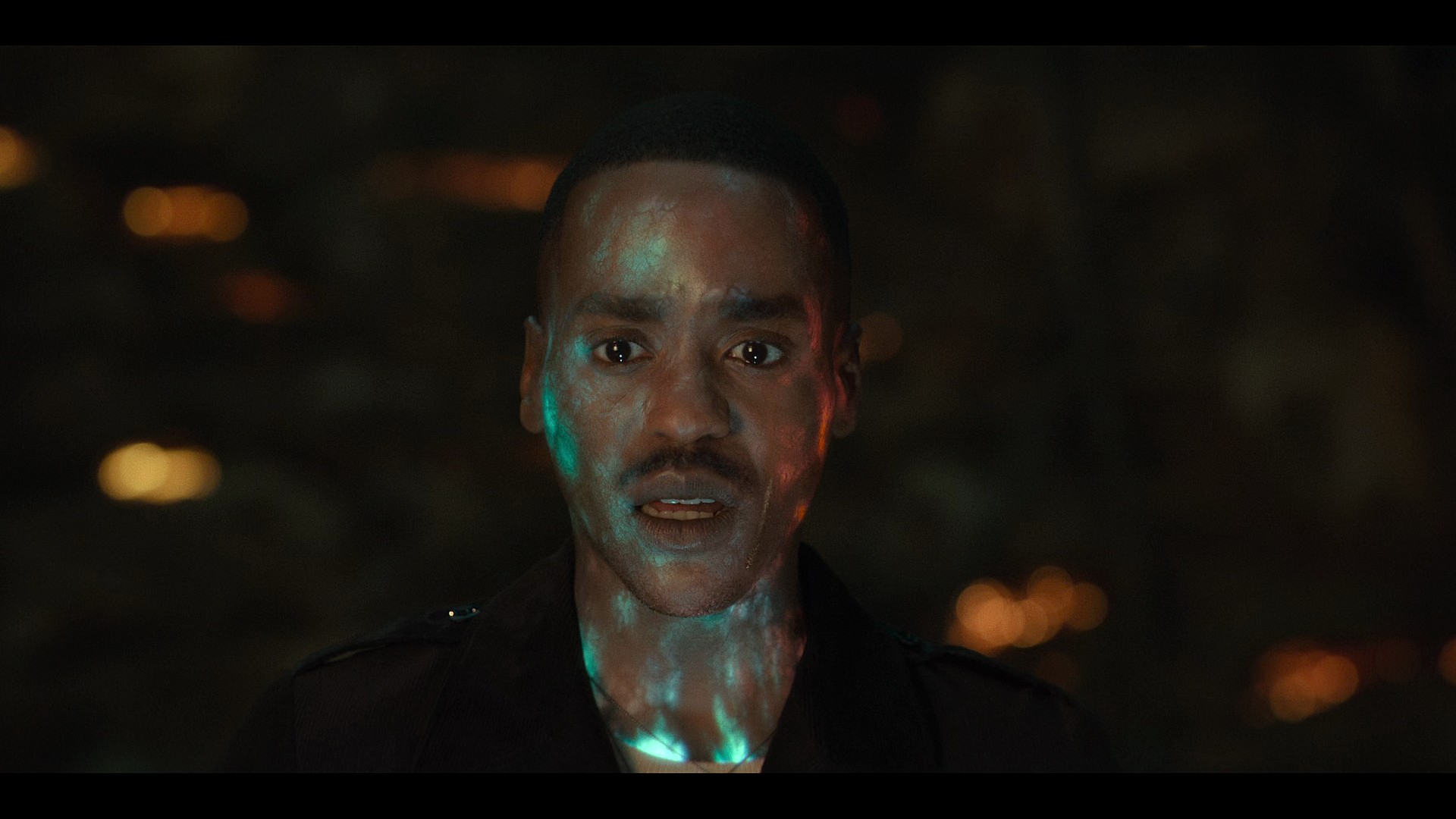 The Doctor (Ncuti Gatwa) feels a surge of energy coursing through his body in Doctor Who Series 14 Episode 3 "Boom" (2024), BBC