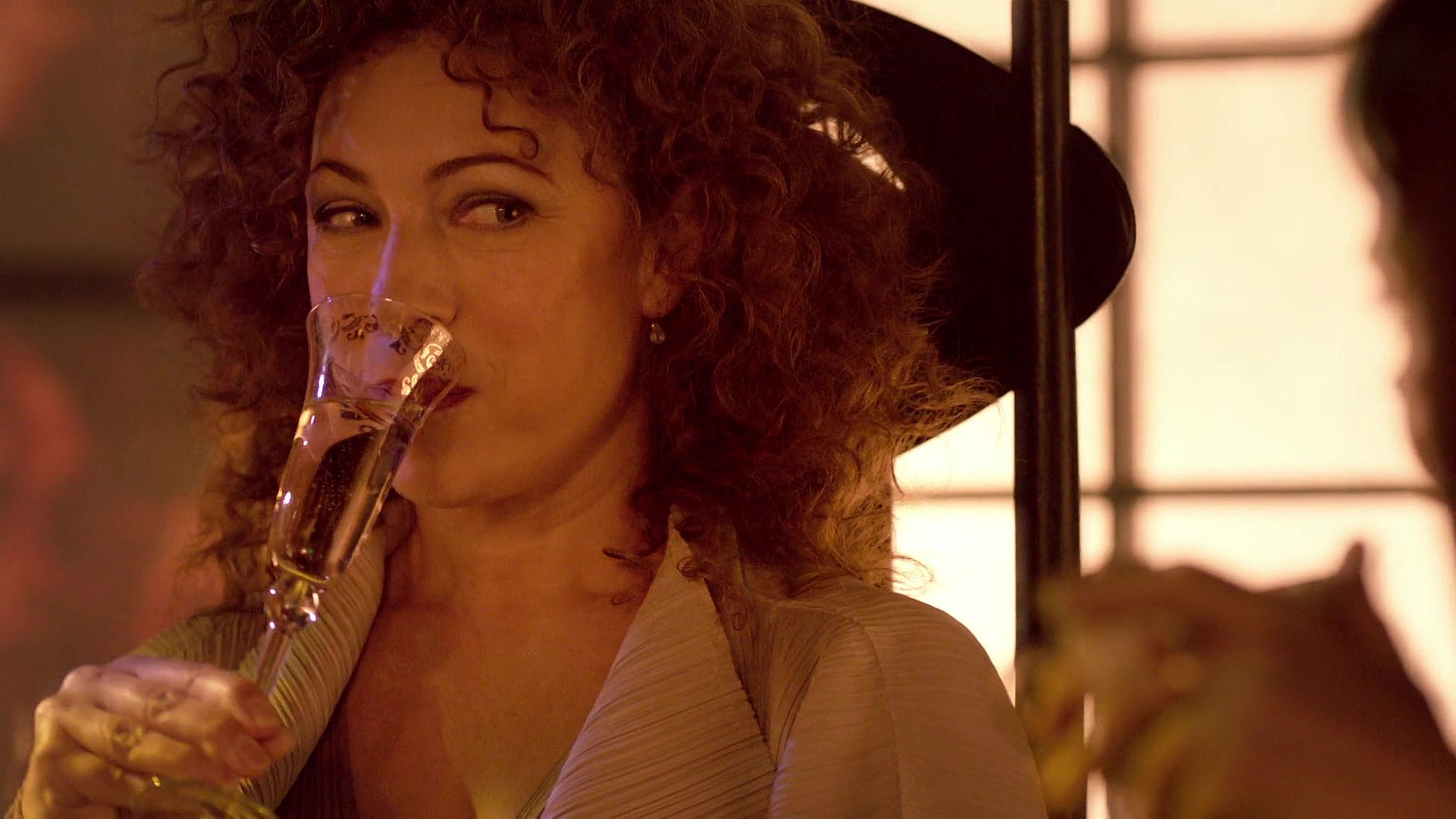 River Song (Alex Kingston) is introduced to Clara (Jenna Coleman) in Doctor Who Series 7 Episode 13 "The Name of the Doctor" (2013), BBC