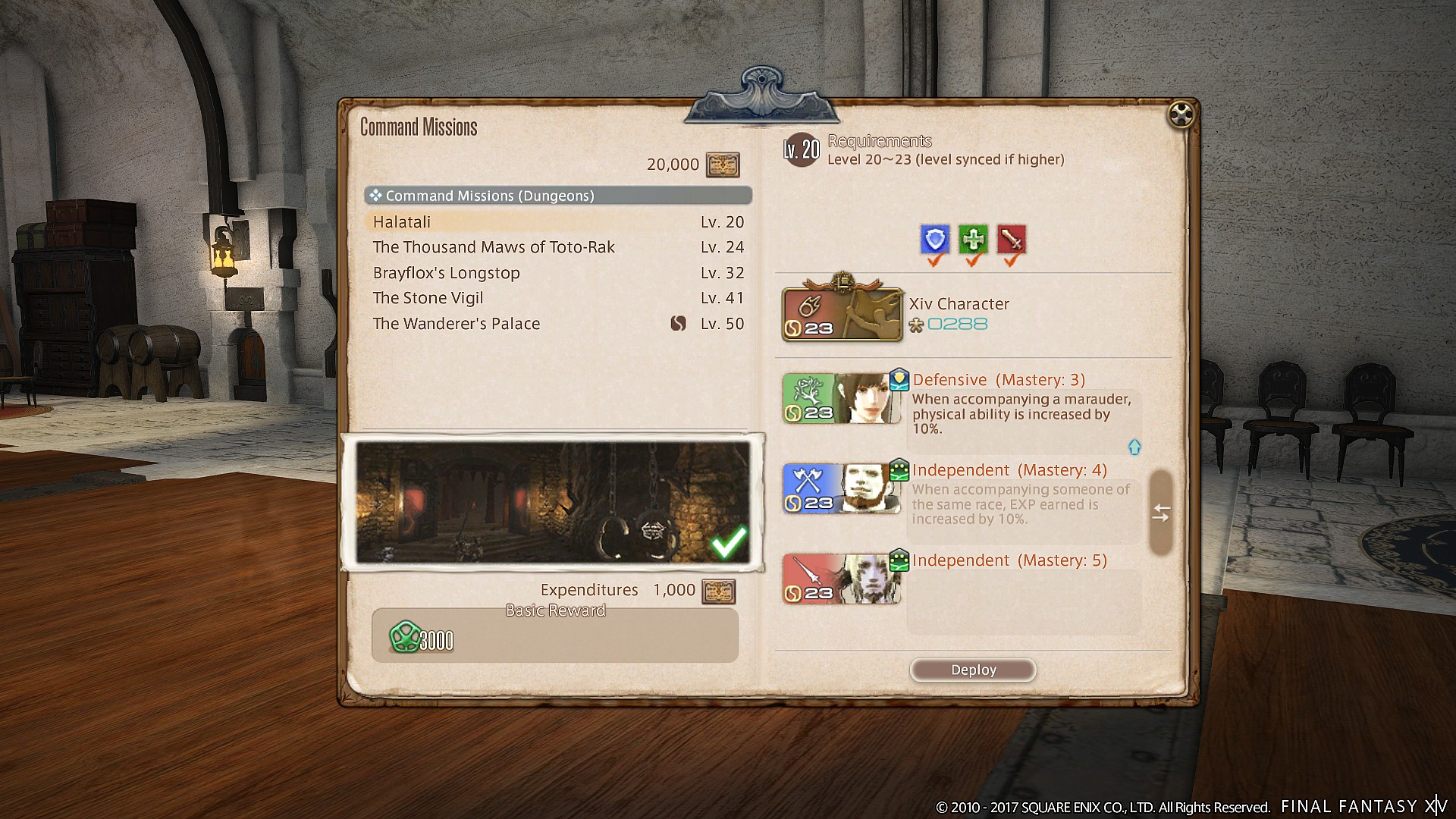 The Command Missions menu in Final Fantasy XIV: Stormblood (2017), Square Enix