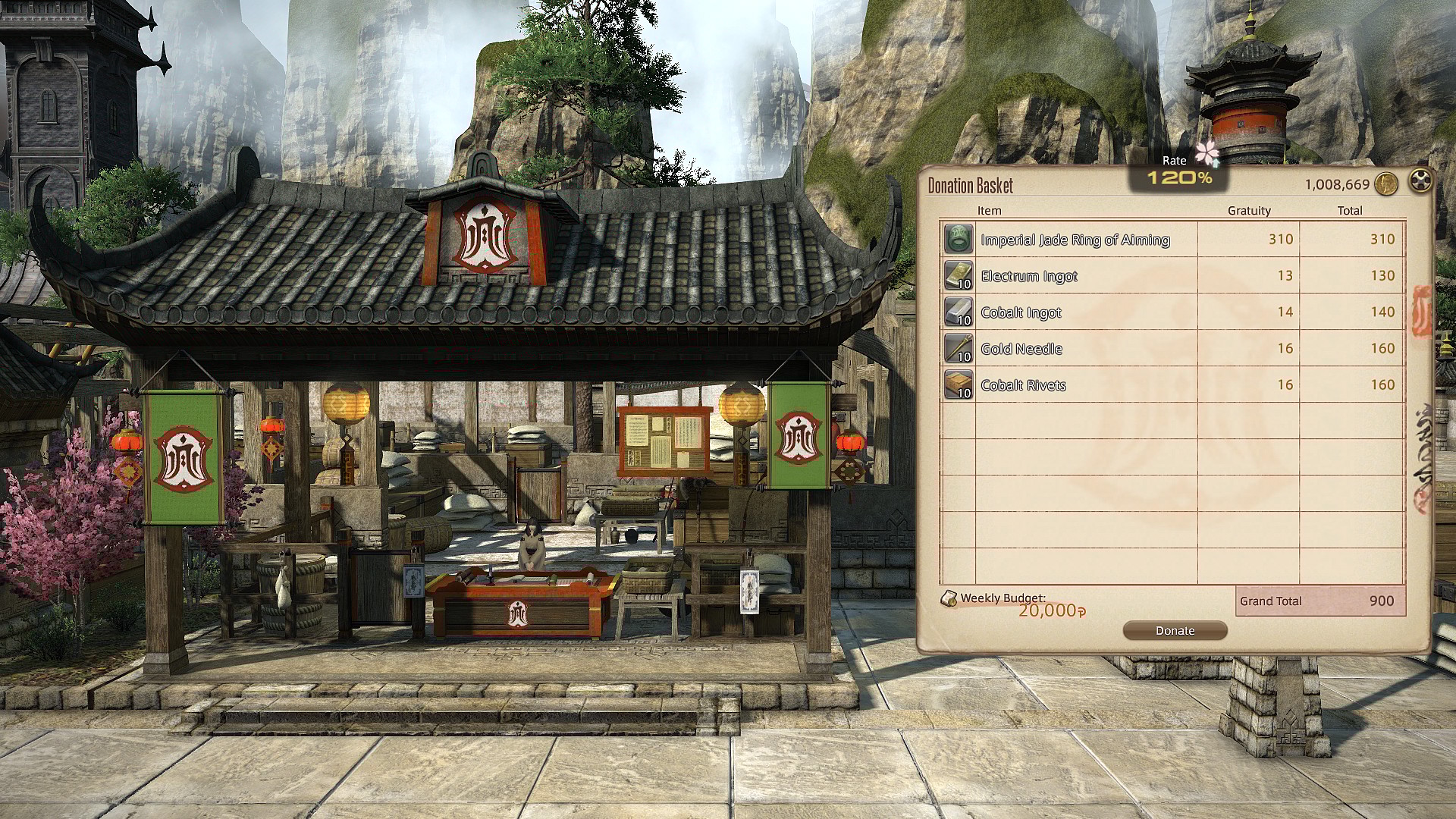 The Donation Basket for the Doman Enclave Reconstruction in Final Fantasy XIV: Stormblood (2017), Square Enix