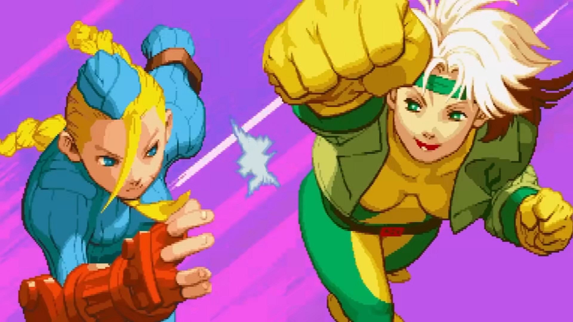 Cammy (Susan Hart) takes on Rogue (Lenore Zann) in X-Men Vs. Street Fighter (1997), Capcom