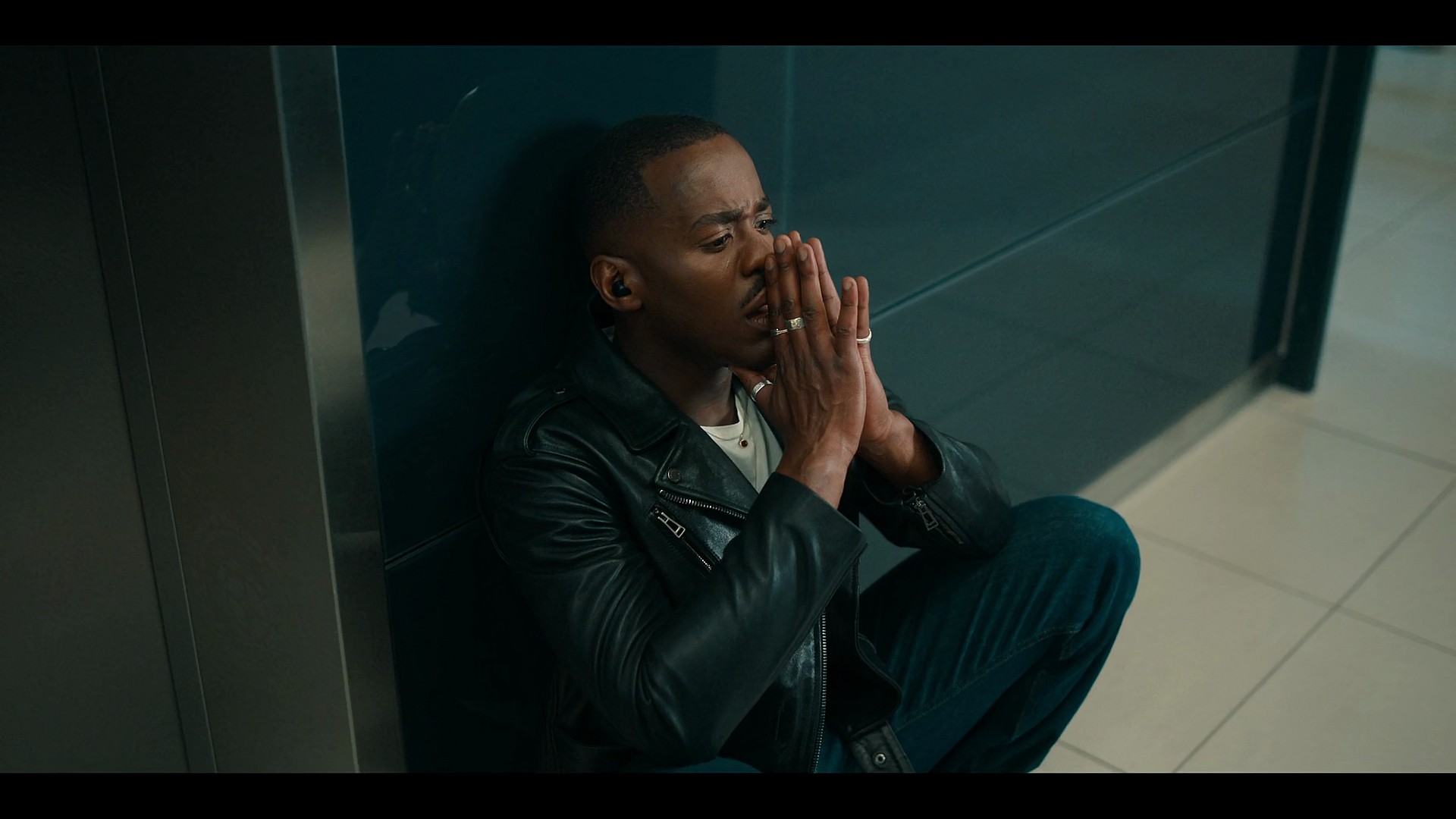 The Doctor (Ncuti Gatwa) finds himself backed into a corner by Triad Technology in Doctor Who Series 14 Episode 7 "The Legend of Ruby Sunday" (2024), BBC