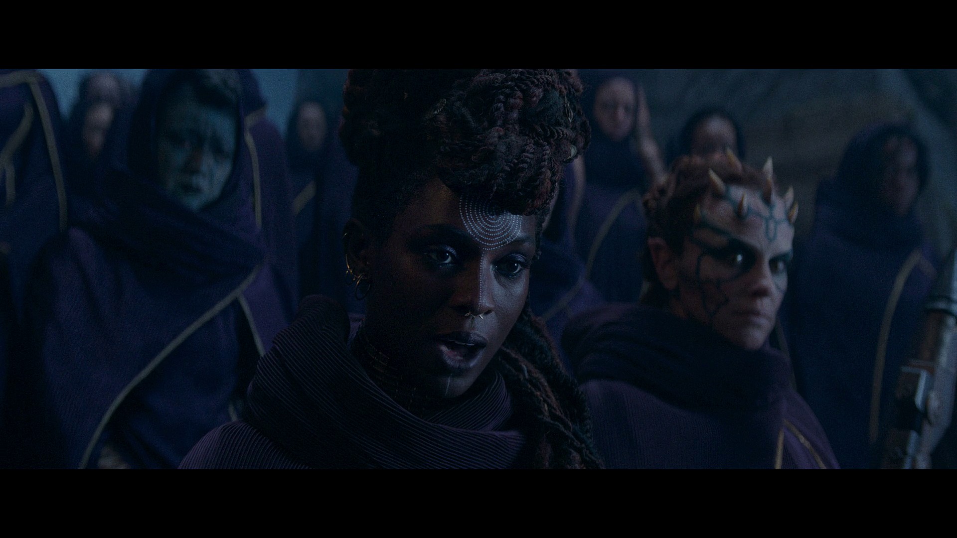 Aniseya (Jodie Turner-Smith) is wary of letting her daughters train with the Jedi in The Acolyte Season 1 Episode 3 "Destiny" (2024), Disney