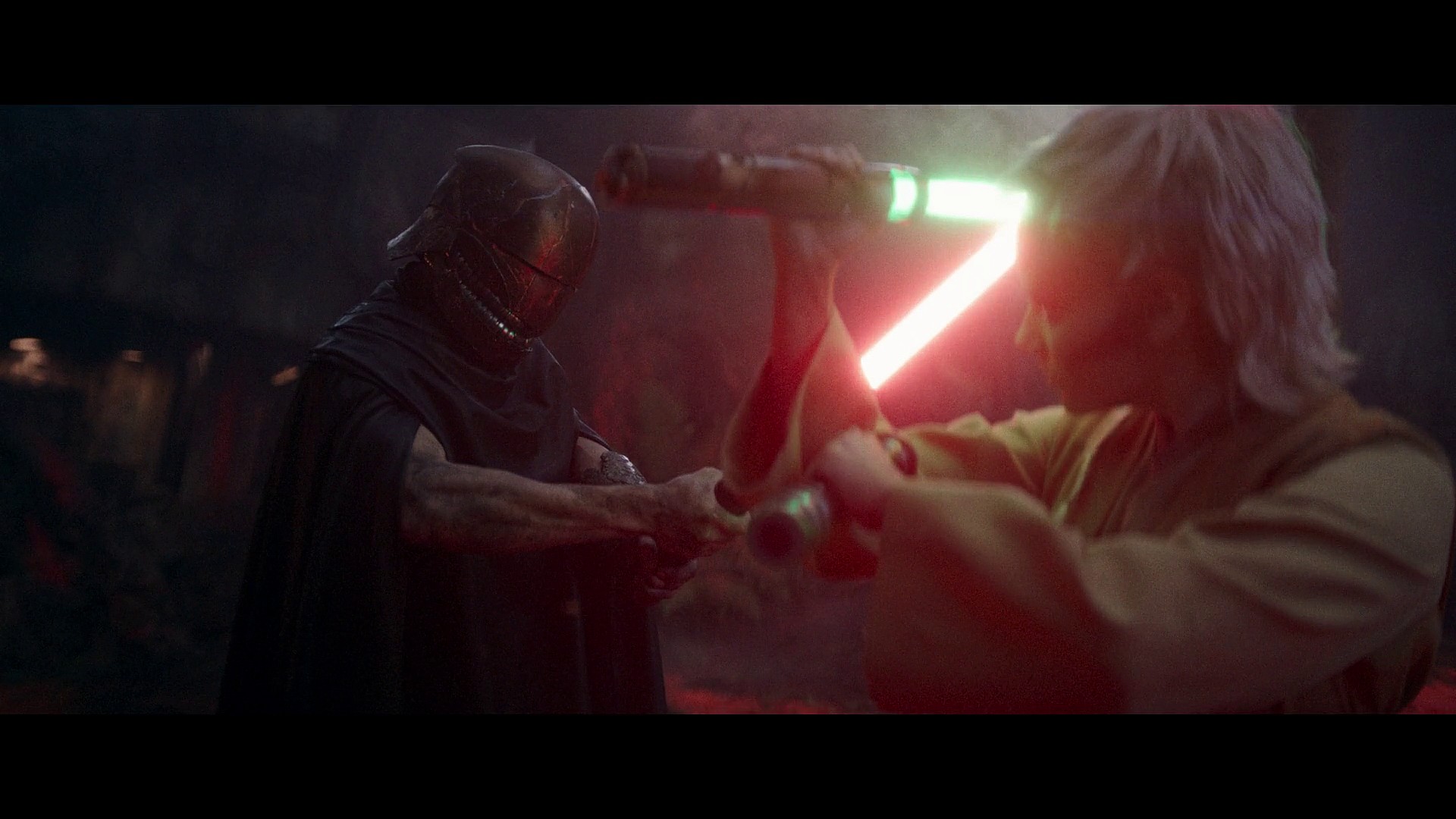 The Stranger (Manny Jacinto) comes to blows with Jecki Lon (Dafne Keen) in The Acolyte Season 1 Episode 5 "Night" (2024), Disney