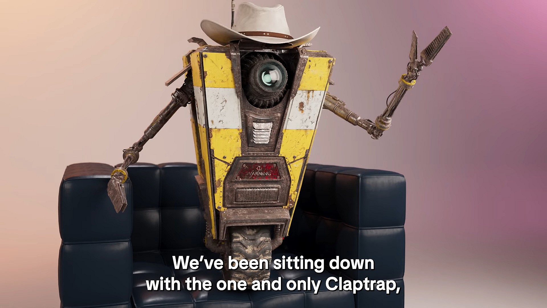 Claptrap (Jack Black) interviews Claptrap (Jack Black) in promotion of Borderlands (2024), Lionsgate