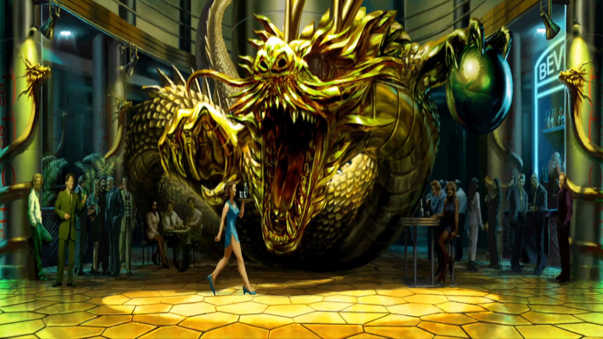 A cocktail waitress takes orders in Capcom vs. SNK: Millennium Fight 2000 PRO (2001), Capcom