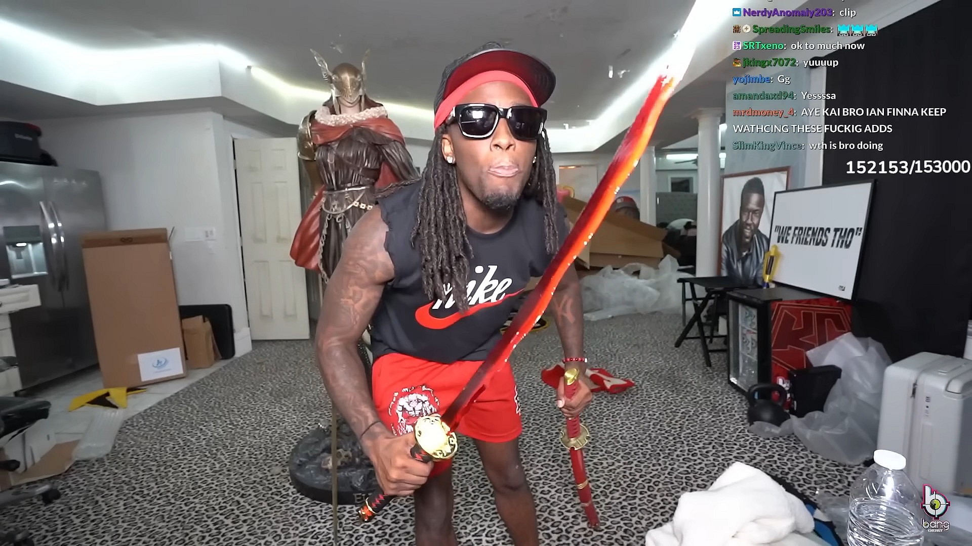 Kai Cenat unboxes a life-sized statue of Elden Ring's Melania (2024), Kai Cenat Live