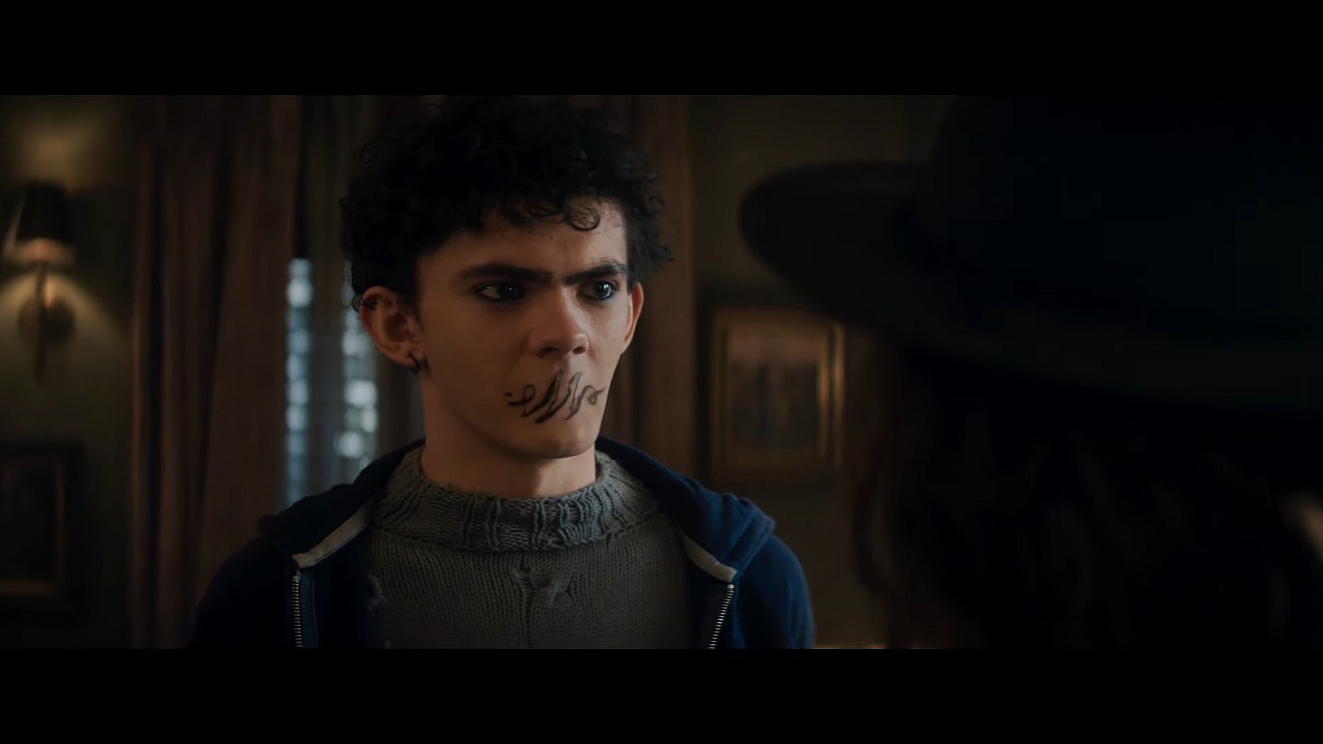 Agatha (Kathryn Hahn) silences Billy Kaplan (Joe Locke) in Agatha: All Along (2024), Marvel Entertainment