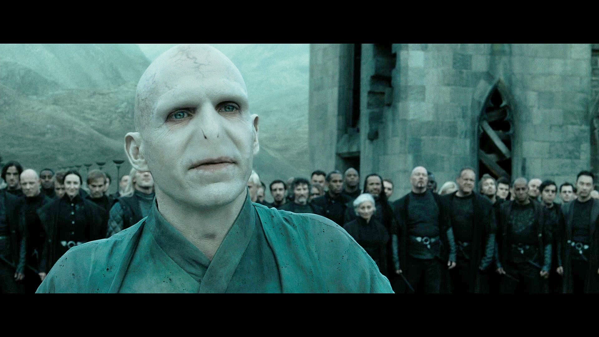 Lord Voldemort (Ralph Fiennes) assembles his forces for the Battle of Hogwarts in Harry Potter and the Deathly Hallows - Part 2 (2010), Warner Bros. Pictures