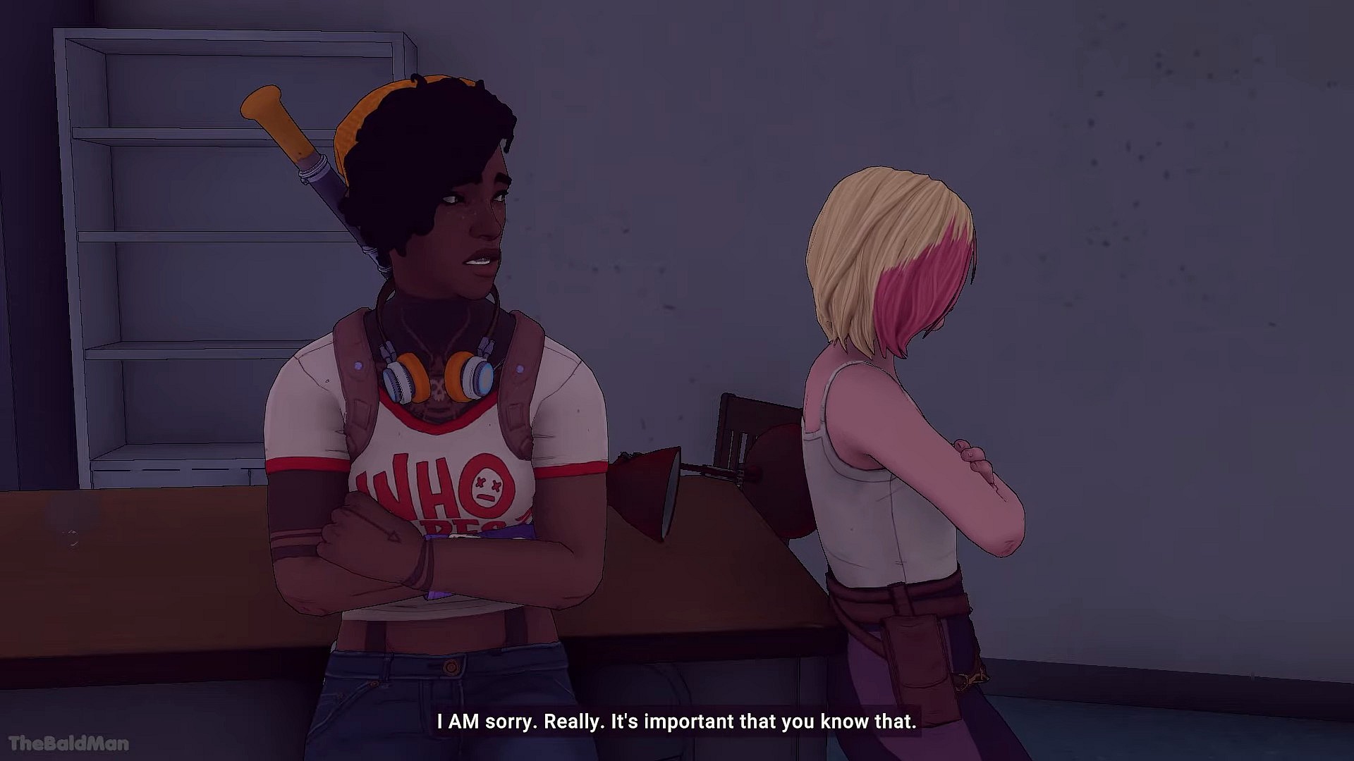 Pax (Dominique Tipper) and Ziggy (Ioanna Kimbook) try to make-up in Dustborn (2024), Red Thread Games