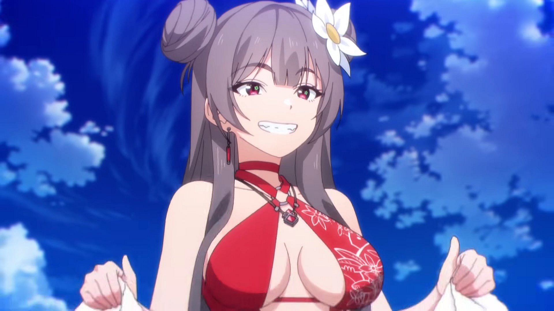 Yan (Aimi Terakawa) shows off her new swimsuit in Goddess of Victory: Nikke (2022), Shift Up