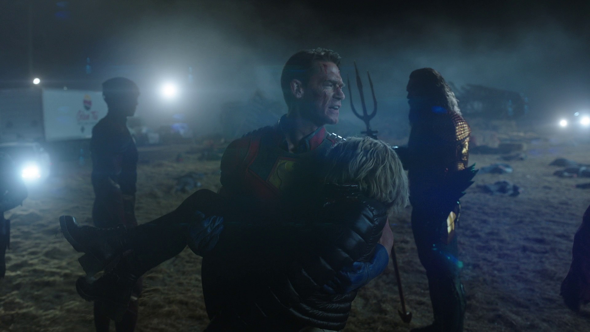 Peacemaker (John Cena) tells The Justice League to piss off in Peacemaker Season 1 Episode 8 "It's Cow or Never" (2021), Warner Bros. Entertainment via HBO Max