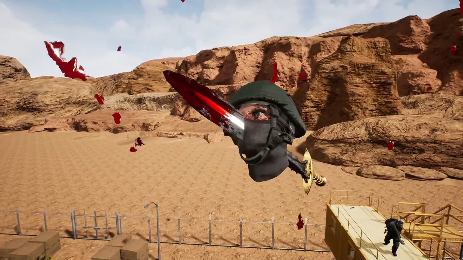 A Palestinian Soldier throws a saber throw an Israeli Defense Force soldier's head in Fursan al-Aqsa: The Knights of the Al-Aqsa Mosque (2023), Nidal Nijm Games