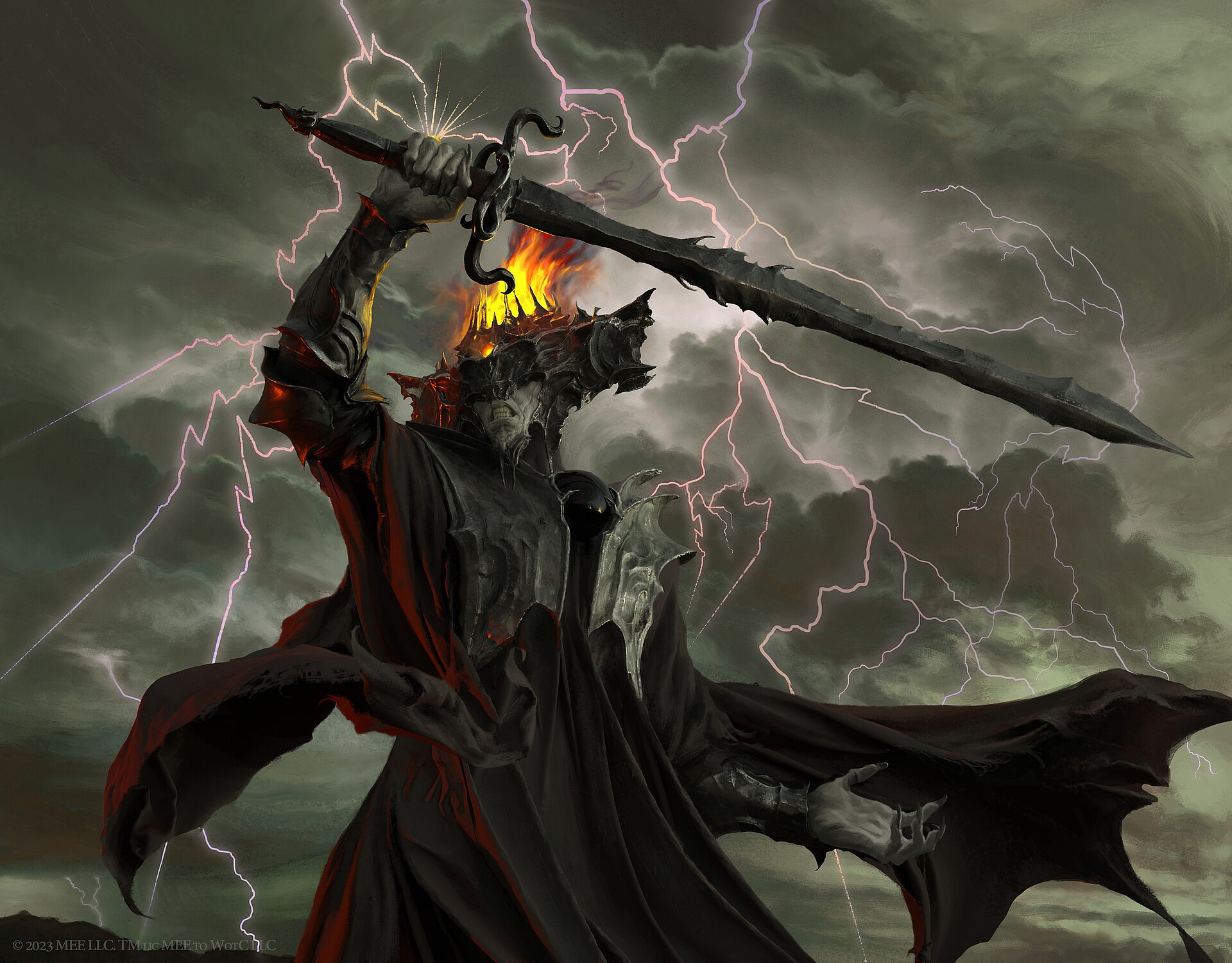 Sauron, Lord of the Rings Card #4 from Magic: The Gathering - The Lord of the Rings: Tales of Middle-earth Set (2023), Wizards of the Coast. Art by Alex Brock.