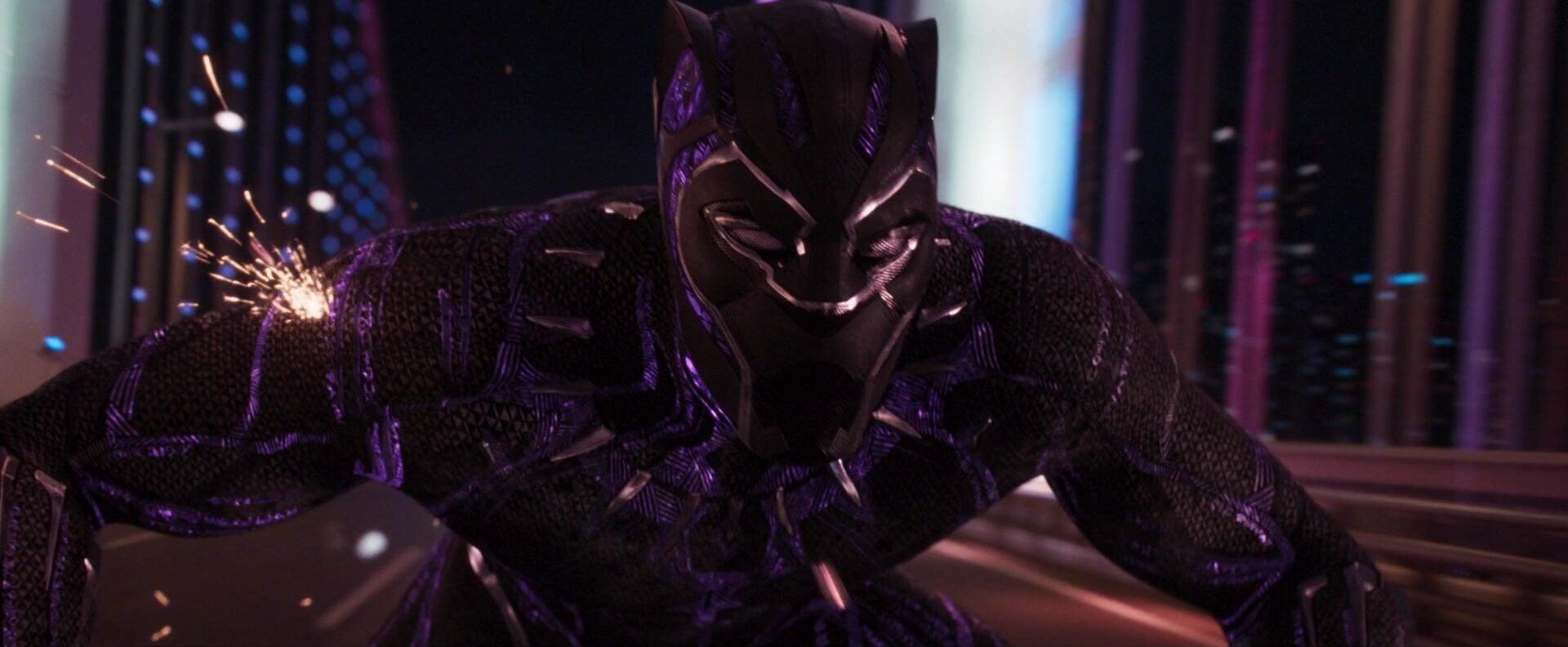 T'Challa (Chadwick Boseman) gives chase to Ulysses Klaw (Andy Serkis) in Black Panther (2018), Marvel Entertainment