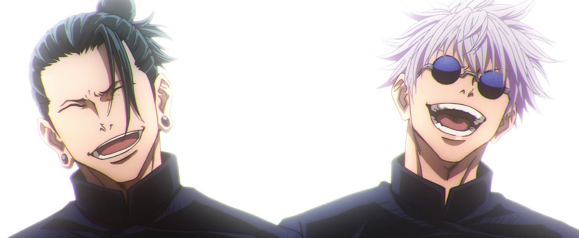 Suguru Geto (Takahiro Sakurai) and Satoru Gojo (Yuichi Nakamura) share a laugh in Jujutsu Kaisen 0: The Movie (2021), MAPPA
