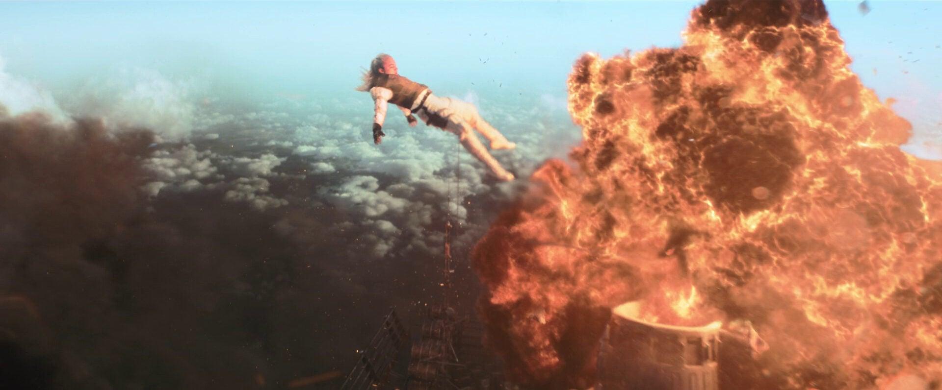 Yelena Belova (Florence Pugh) blows up the Red Room's engines in Black Widow (2021), Marvel Entertainment