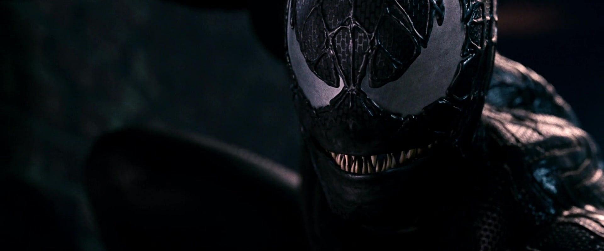 Venom (Topher Grace) assembles a team against Spider-Man (Tobey Maguire) in Spider-Man 3 (2007)