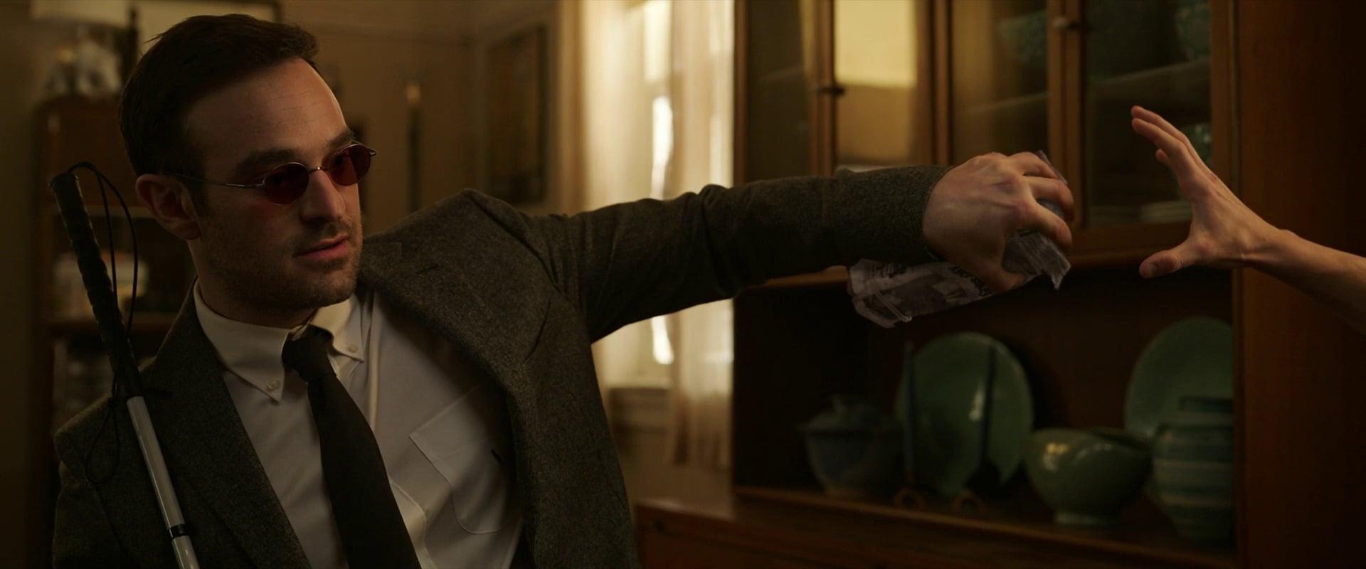 Matt Murdock (Charlie Cox) offers Peter Parker (Tom Holland) legal advice in Spider-Man: No Way Home (2021), Marvel Entertainment