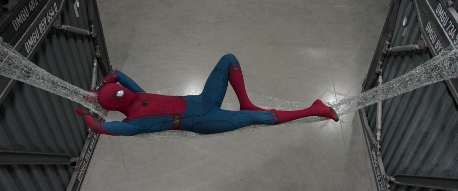 Peter Parker (Tom Holland) passes time while stuck in a Damage Control facility in Spider-Man: Homecoming (2017), Marvel Entertainment