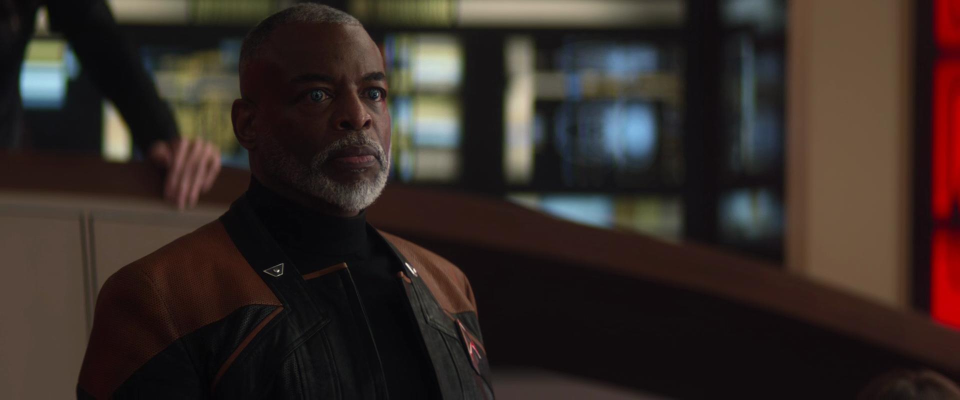 Geordi La Forge (LeVar Burton) looks on as the Borg Cube explodes in Star Trek: Picard Season 3 Episode 10 "Et in Arcadia Ego: Part 2" (2023), Paramount