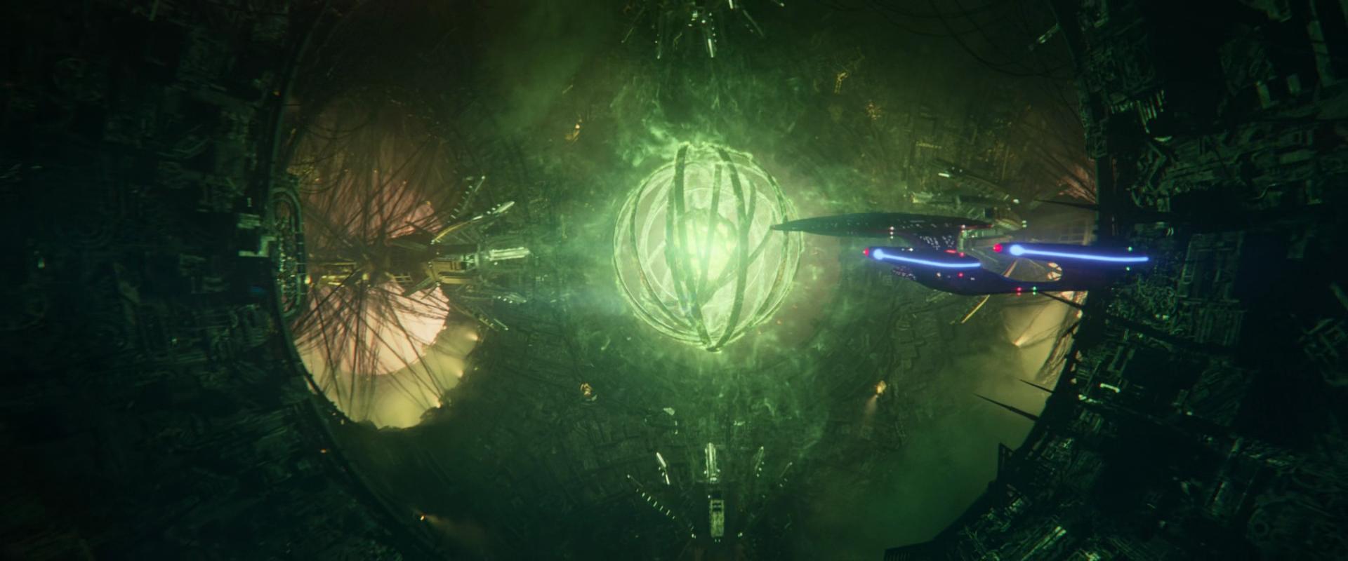 The Enterprise successfully makes its way to the heart of the Borg Cube in Star Trek: Picard Season 3 Episode 10 "Et in Arcadia Ego: Part 2" (2023), Paramount