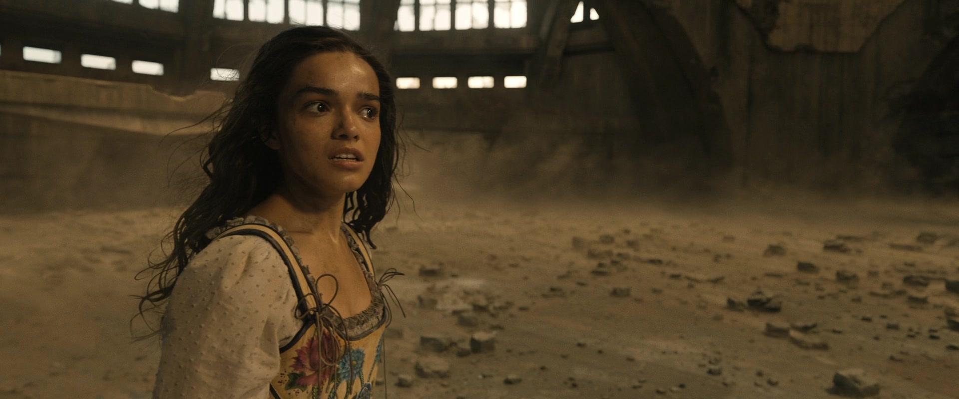 Lucy (Rachel Zegler) catches her breath following the First Rebllion's bombing of the arena in The Hunger Games: The Ballad of Songbirds and Snakes (2023), Lionsgate Films