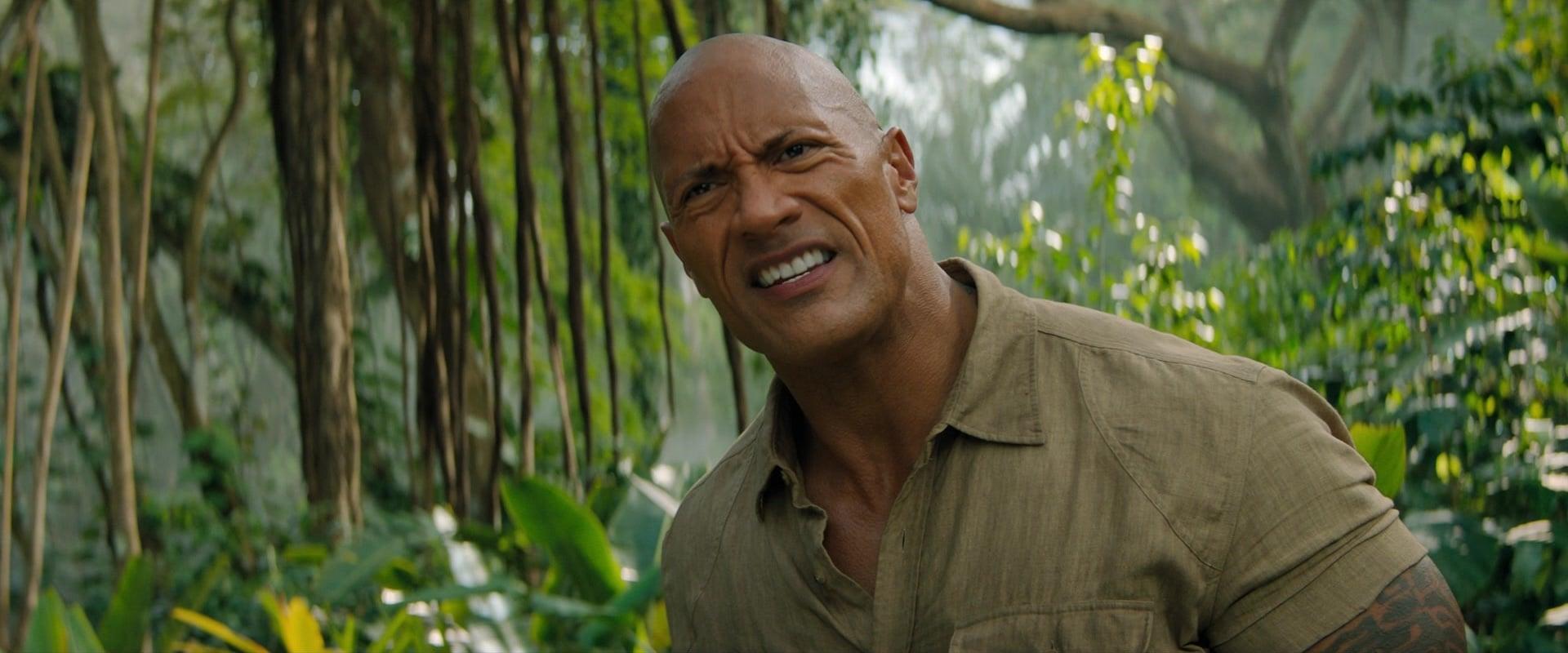 Bravestone/Eddie (Dwayne Johnson) displaying some smoldering intensity in Jumanji: The Next Level (2019), Columbia Pictures
