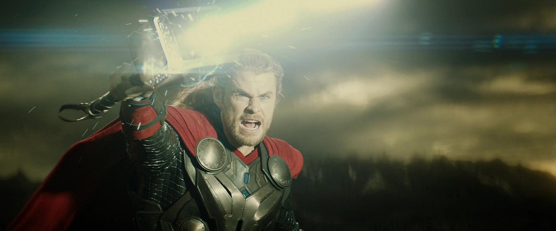 Thor unleashes Mjolnir upon Malekith; Loki impersonates Captain America in Thor: The Dark World