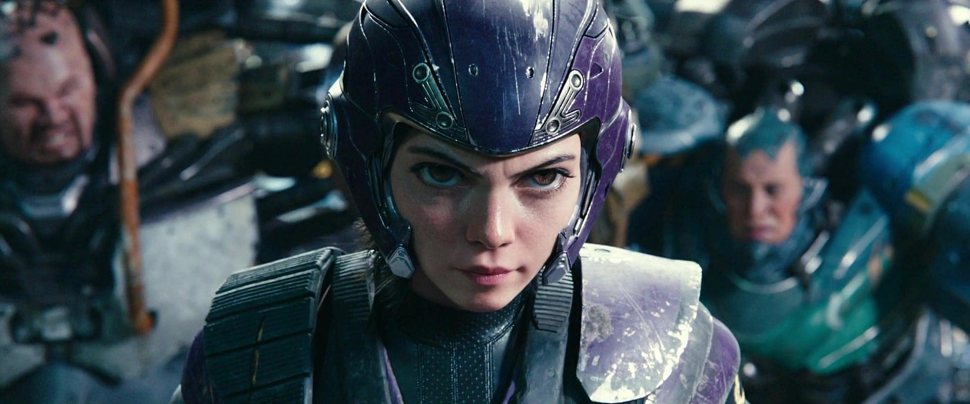 Alita prepares for her first Motorball match in Alita: Battle Angel (2019), 20th Century Studios