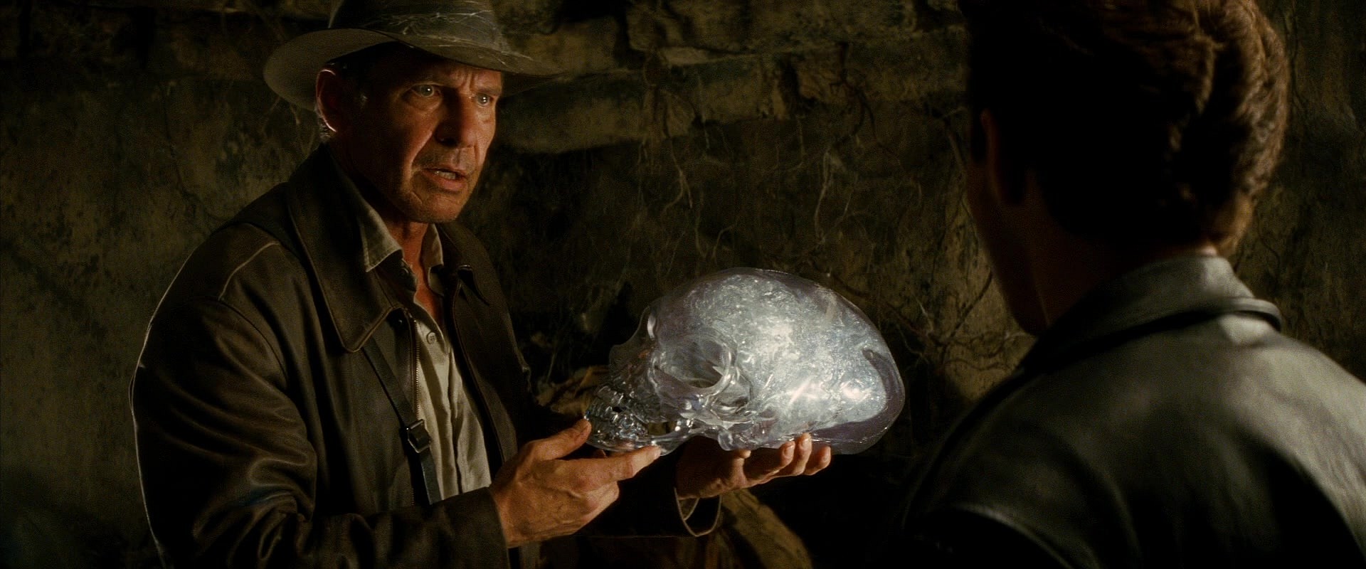 Indiana Jones (Harrison Ford) shows Mutt (Shia LaBeouf) a hidden treasure in Indiana Jones and the Kingdom of the Crystal Skull (2008)