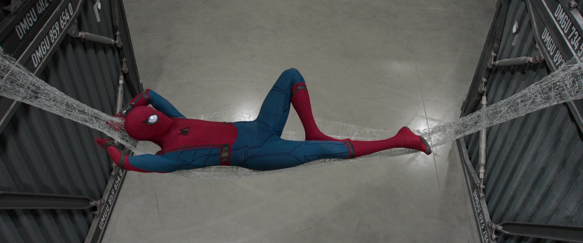 Peter Parker (Tom Holland) passes time while stuck in a Damage Control facility in Spider-Man: Homecoming (2017), Marvel Entertainment