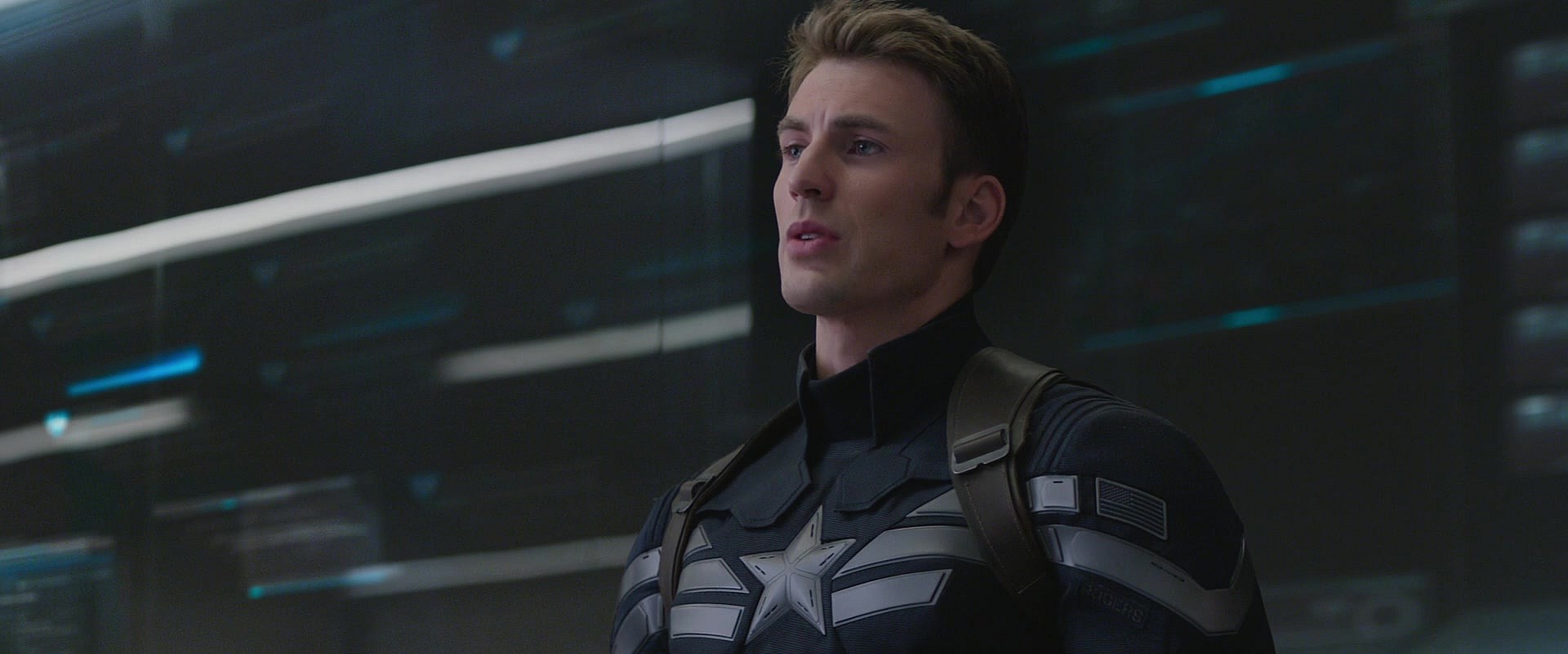 Steve Rogers (Chris Evans) gives a sit-rep update in Captain America: The Winter Soldier (2014), Marvel Entertainment