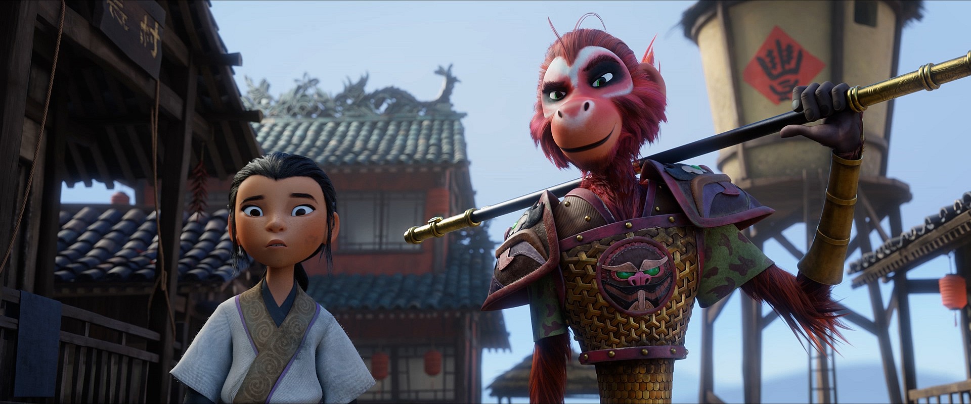 THE MONKEY KING - (L-R) LIN (voiced by Jolie Hoang-Rappaport) and MONKEY KING (Jimmy O. Yang). Cr: Netflix © 2023