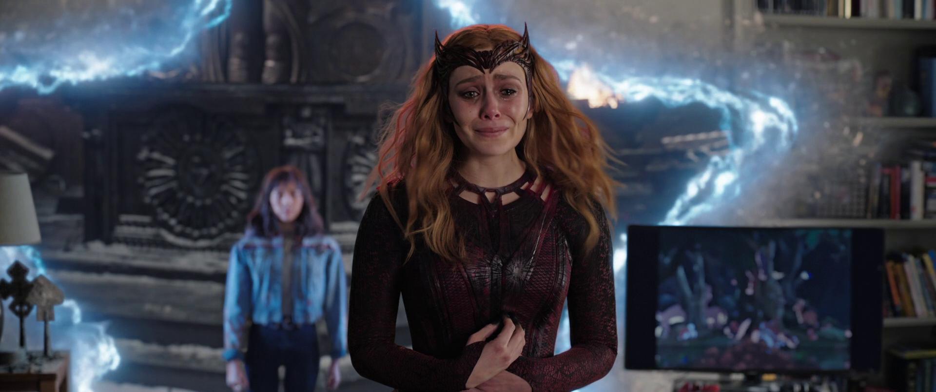 The Scarlet Witch (Elizabeth Olsen) is confronted with the truth about her children in Doctor Strange in the Multiverse of Madness (2022), Marvel Entertainment