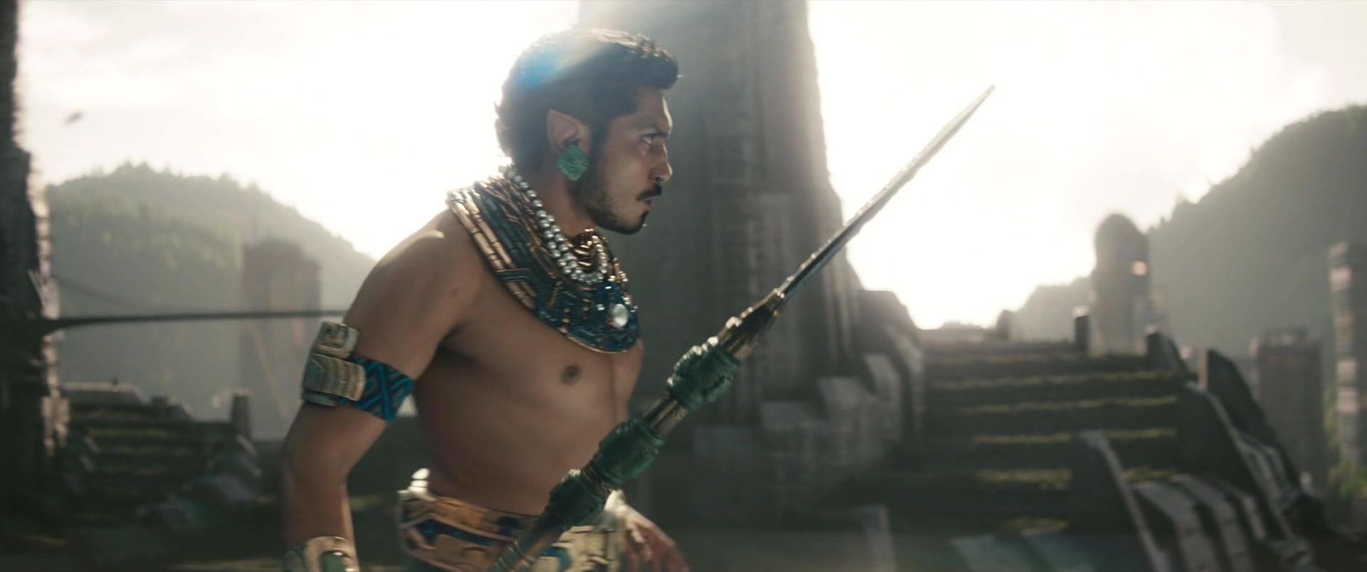 Namor (Tenoch Huerta) launches his first assault against Wakanda in 'Black Panther: Wakanda Forever' (2022)