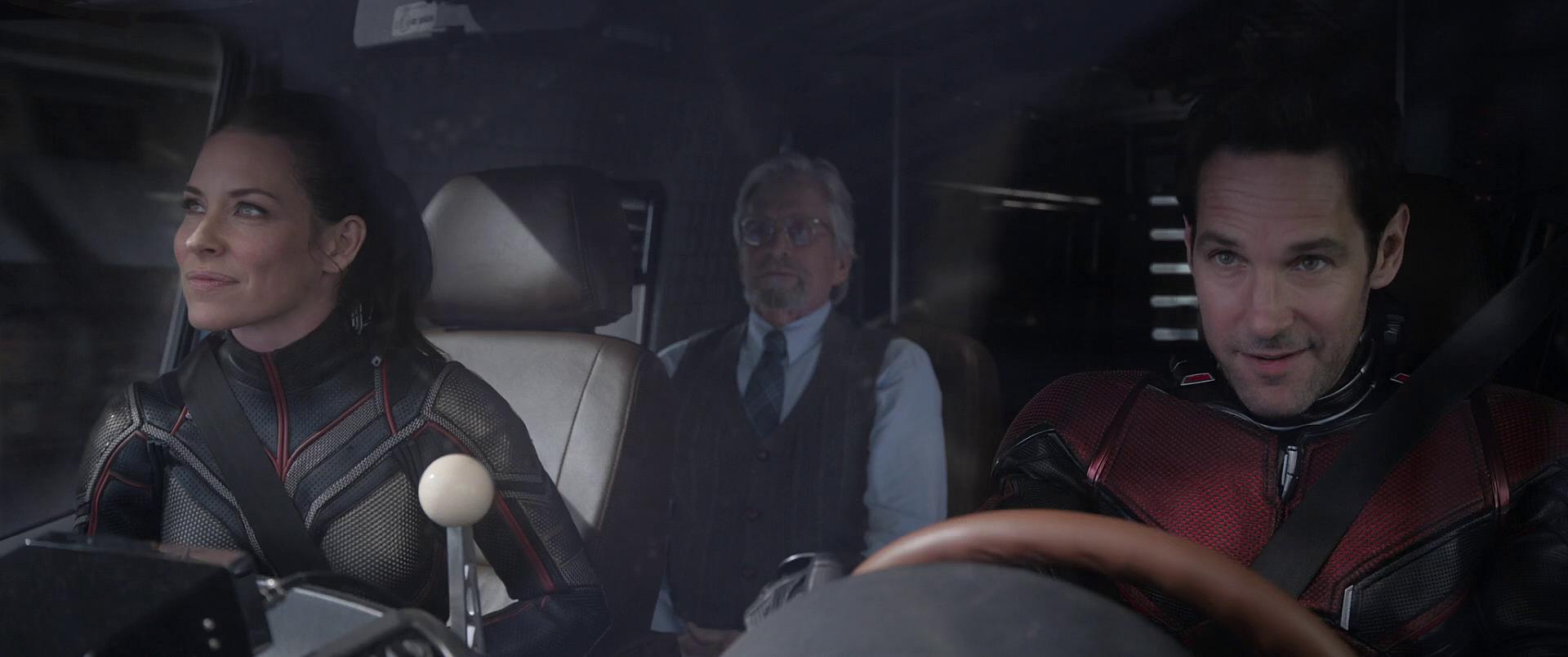 Scott Lang, Hope Van Dyne, and Hank Pym search for Sonny Burch in Ant-Man and the Wasp (2018)
