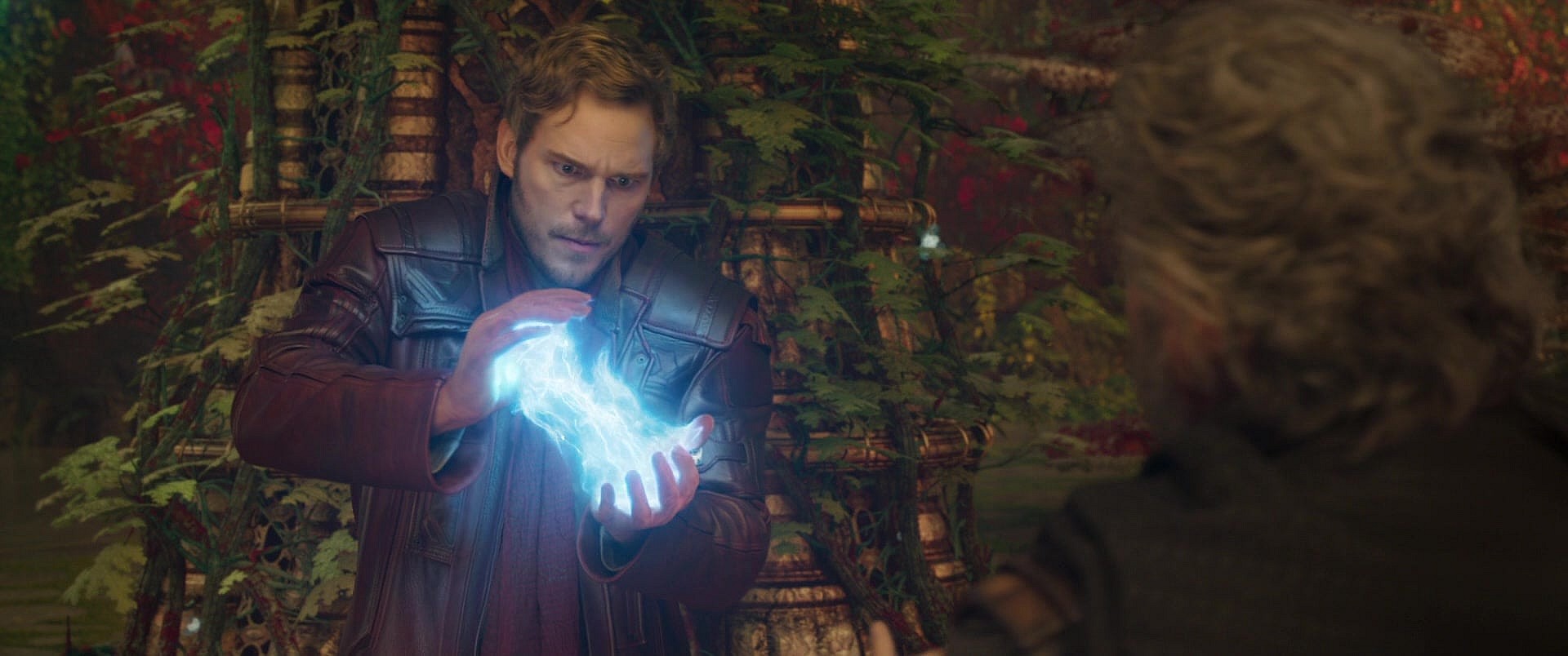 Peter Quill (Chris Pratt) is amazed by his newly unlocked Celestial powers in Guardians of the Galaxy Vol. 2 (2017), Marvel Entertainment